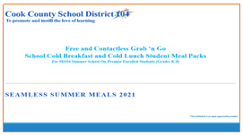 Summer School Grab 'n Go Breakfast-Lunch Meals for SD104 Enrolled On-Premise Students (grades K-8)