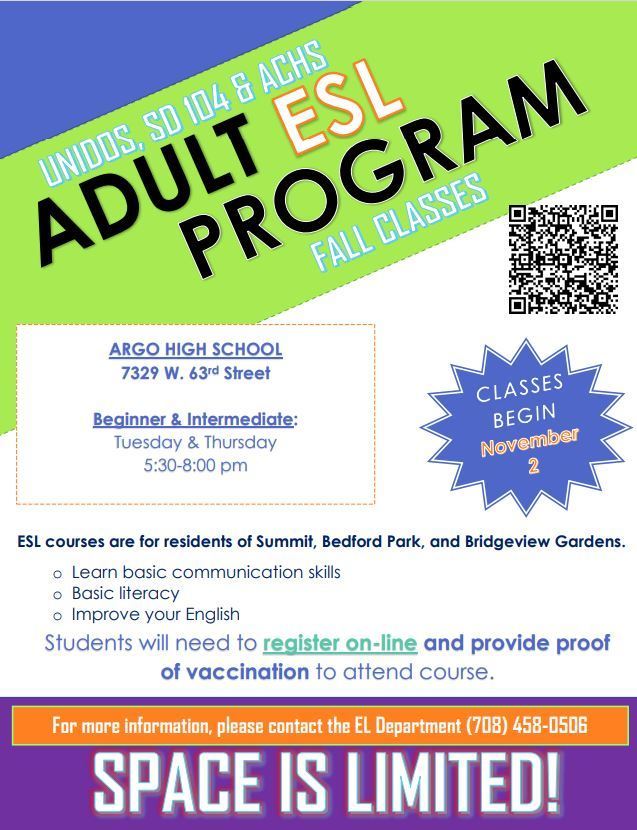 Adult ESL Program Fall Classes